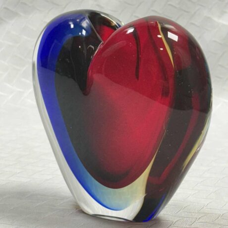 Vintage Murano Sommerso Heart Paperweight